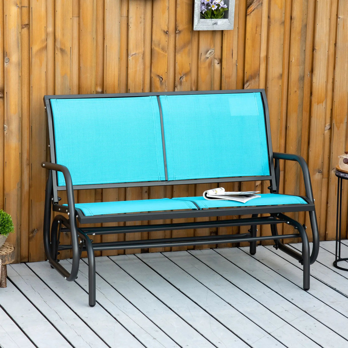 Oeny Outdoor Glider Bench With Weather Resistant Steel Frame