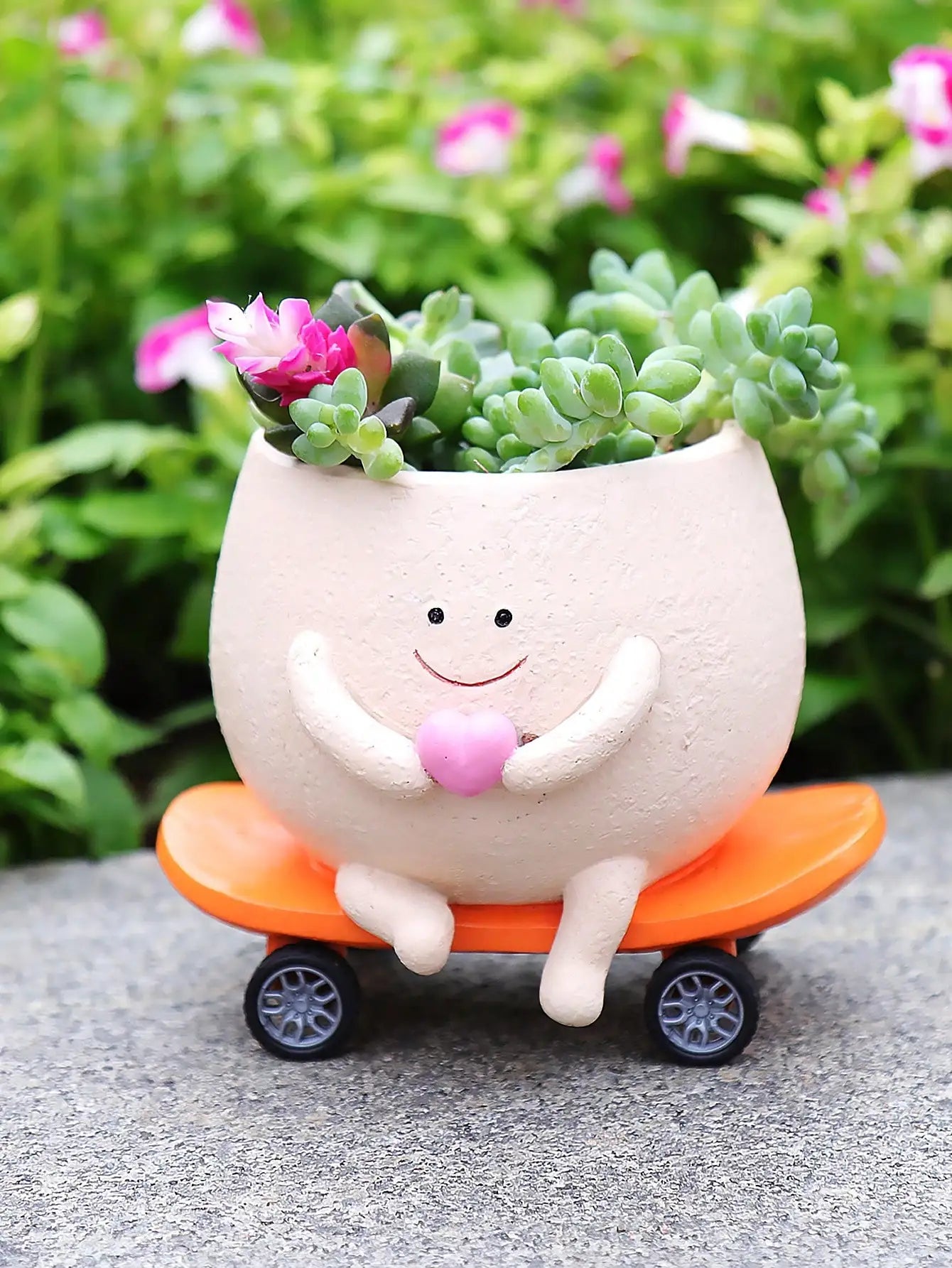Smiling Face Planter With Drainage Hole Guitar Design For Succulents