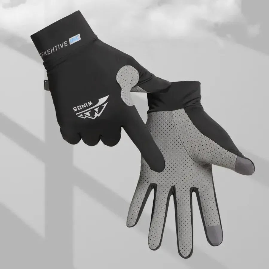 Breathable Sports Gloves Ice Silk Full Finger Gloves Anti-Slip Sun Protection Riding Sunscreen Fishing Kayak Rowing Gloves