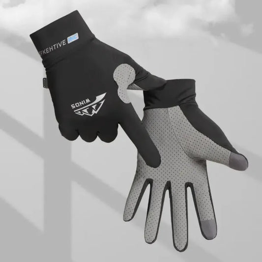 Breathable Sports Gloves Ice Silk Full Finger Gloves Anti-Slip Sun Protection Riding Sunscreen Fishing Kayak Rowing Gloves