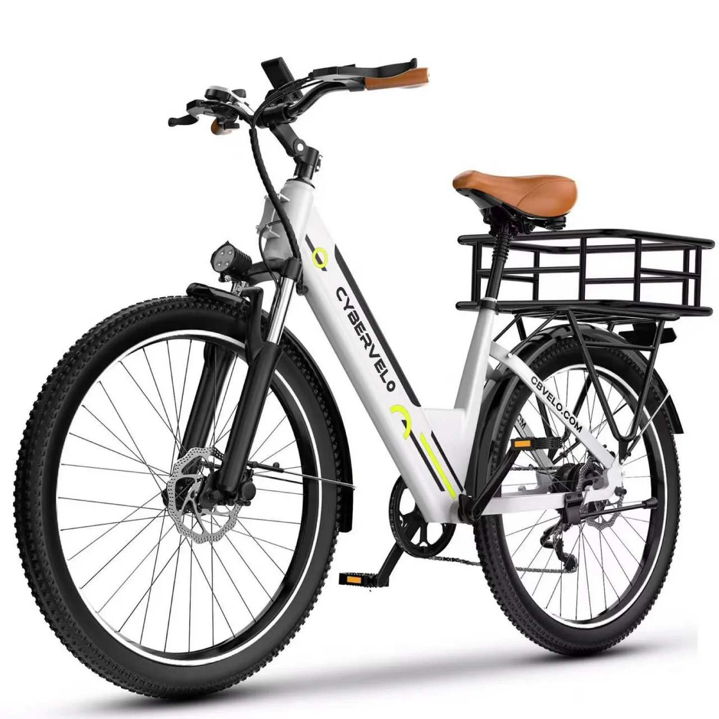 Cybervelo Urban Commute E-Bike, 48V 1000W Peak Motor Detachable Battery 7-Speed shift Electric Bike 26“ Step-Thru adults EK2