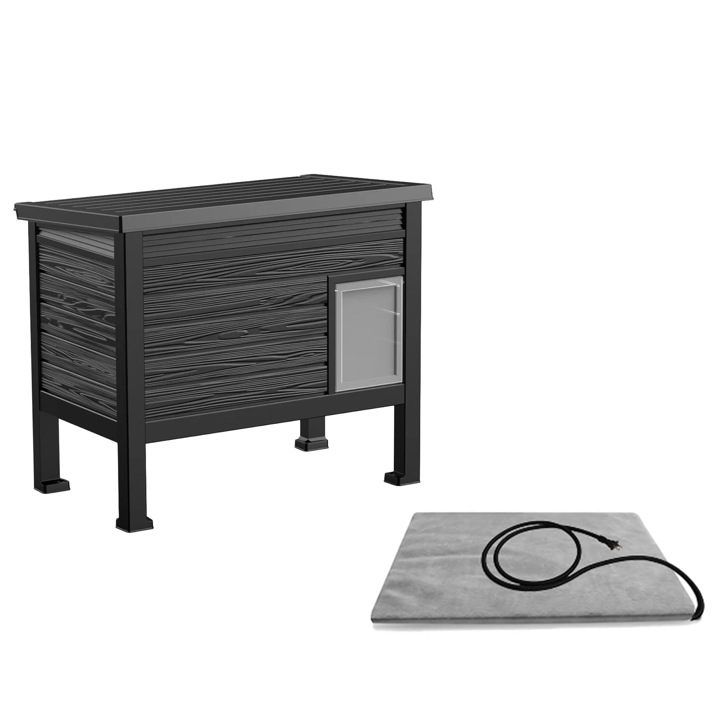 Weatherproof Plastic Elevated Cat House With Heating Pad