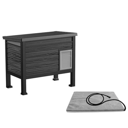 Weatherproof Plastic Elevated Cat House With Heating Pad