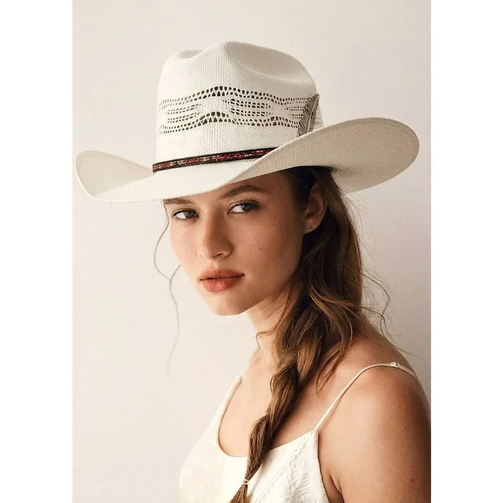 White Straw Cowboy Hat Summer Sun Protection Men Woman Summer Hat Casual Outdoor Sunshade Beach Straw Hat Fashion Cowboy chapéu