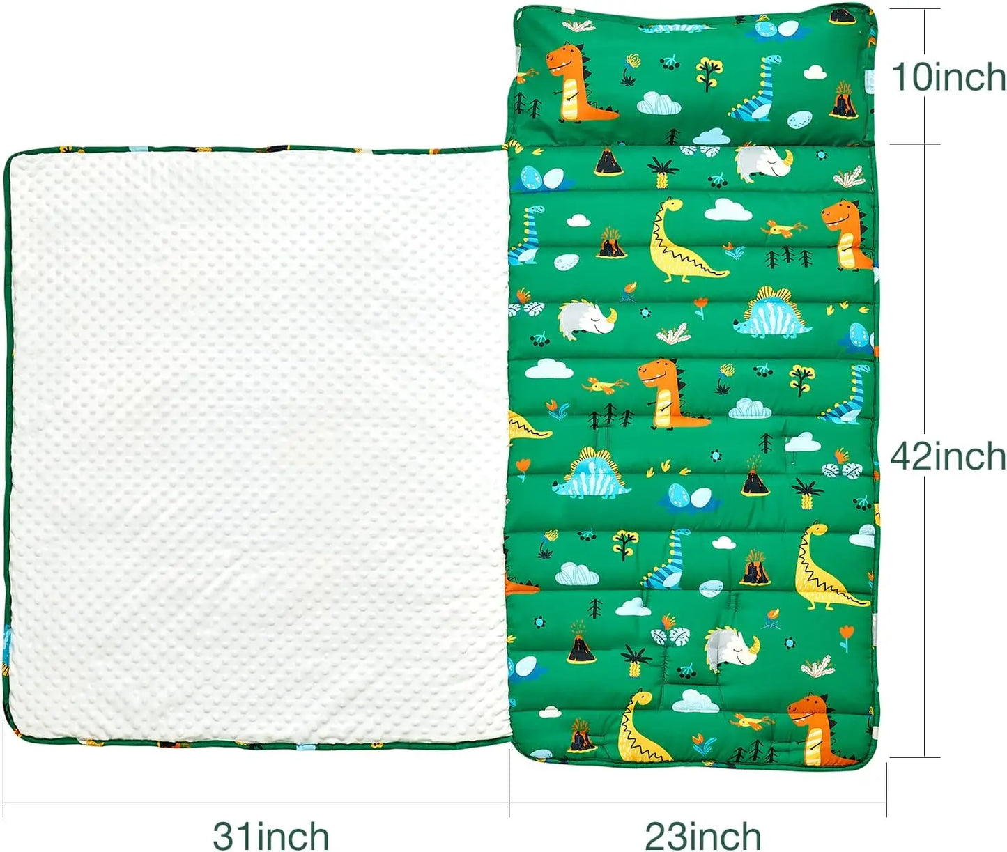 Toddler Nap Mat, Rollup Sleeping Bag with Removable Pillow & Minky Blanket for Daycare Preschool Travel Camping