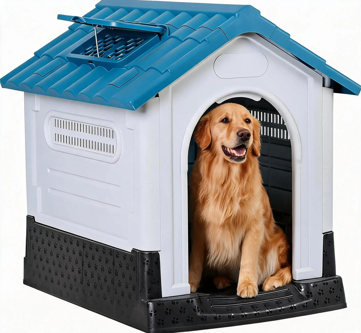 Twister.Ck Waterproof 2-Door Dog House Elevated Base Indoor Outdoor