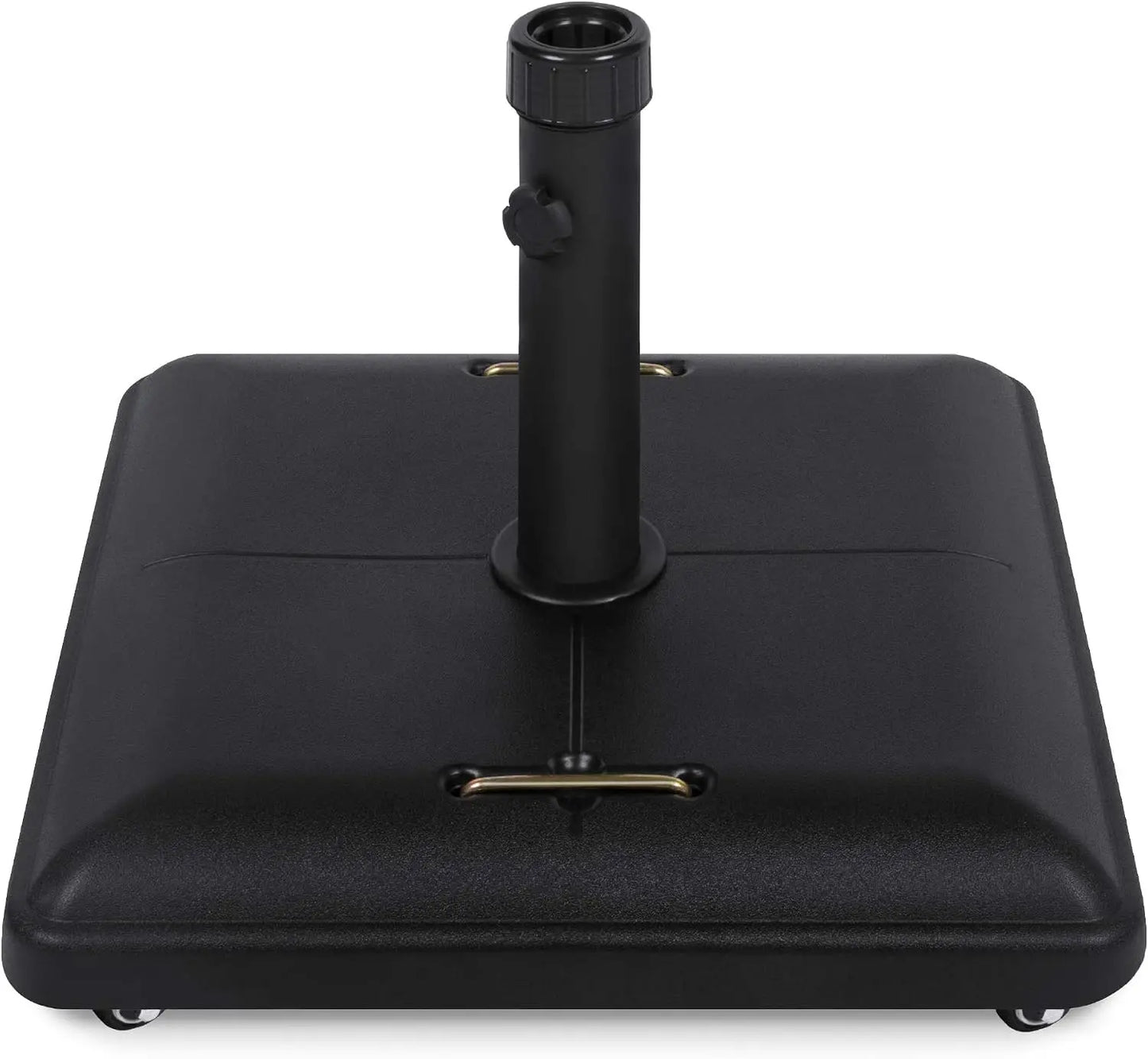 Heavy Duty Square Concrete Rolling Outdoor Patio Umbrella Base Stand With Locking Wheels and Carrying Handles, Mobile Parasol Holder Weight Bag Anchor Unit For Backyard Deck Poolside Garden, Black