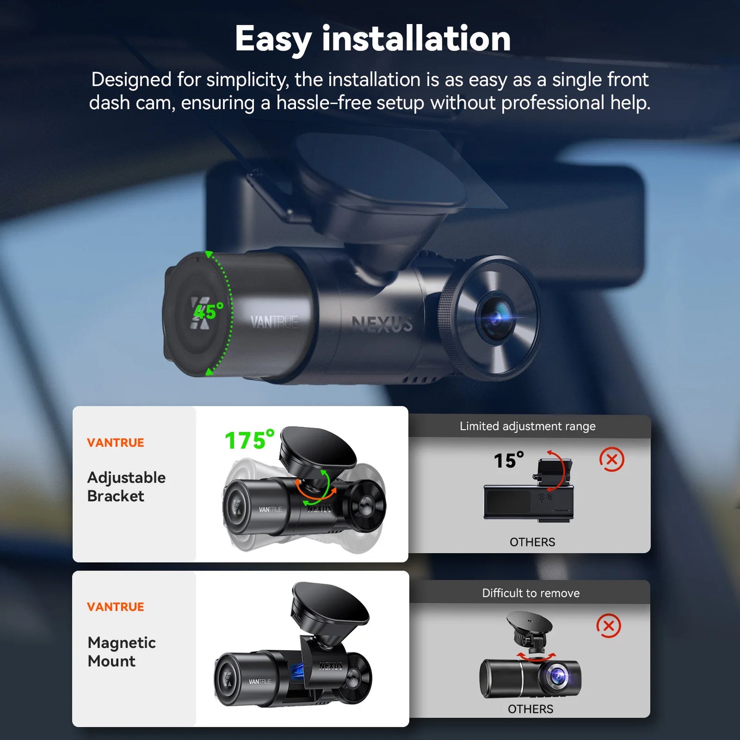Vantrue N2X 2.7K HDR Dashboard Camera Dual 5G WiFi GPS
