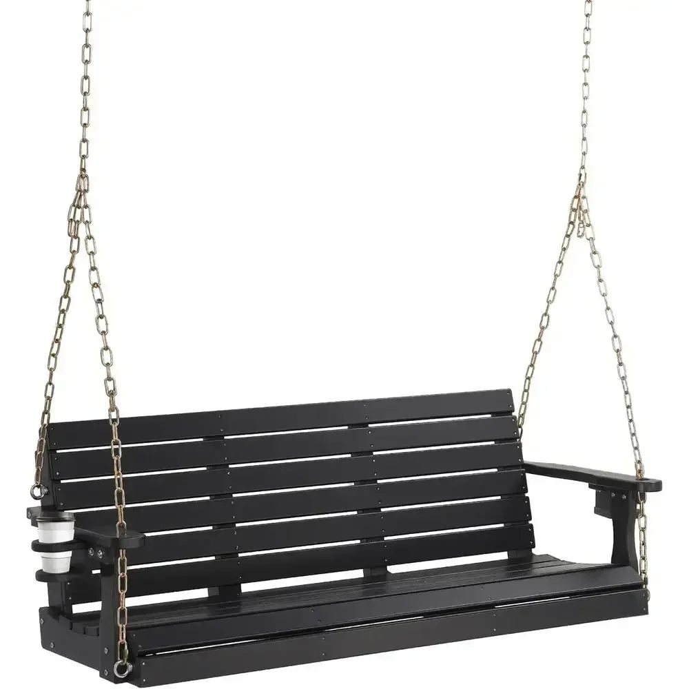 Premium HDPE Three Person Outdoor Swing With Rotating Cup Holder