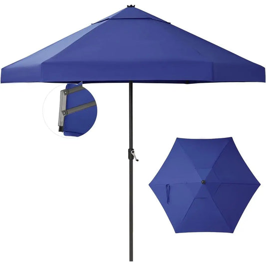 9-Foot Patio Umbrella with Automatic Tilt and Olefin Fabric - 90° Edge Vent for Wind Resistance, Ideal for Outdoor, Pool, and Be