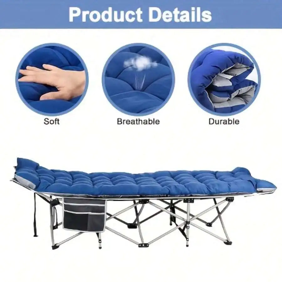 Portable Outdoor Camping Mattress, Camping Cot Pad For Folding Bed For Adults, Oxford Fabric With Storage Pocket, Great For Camp
