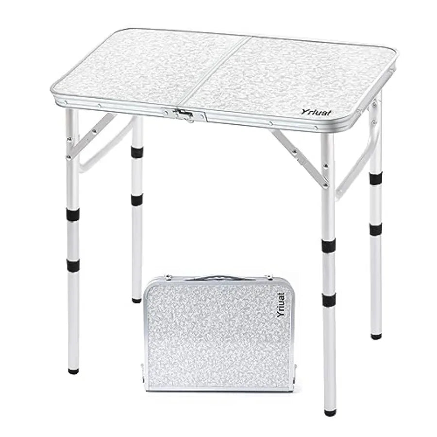 Folding Camping Table 2ft Portable Picnic Table Adjustable Height Small Card Table Aluminum Foldable Lightweight with Carry Han
