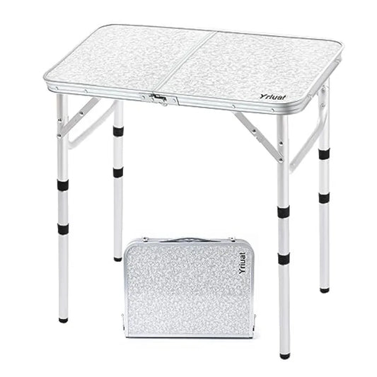 Folding Camping Table 2ft Portable Picnic Table Adjustable Height Small Card Table Aluminum Foldable Lightweight with Carry Han