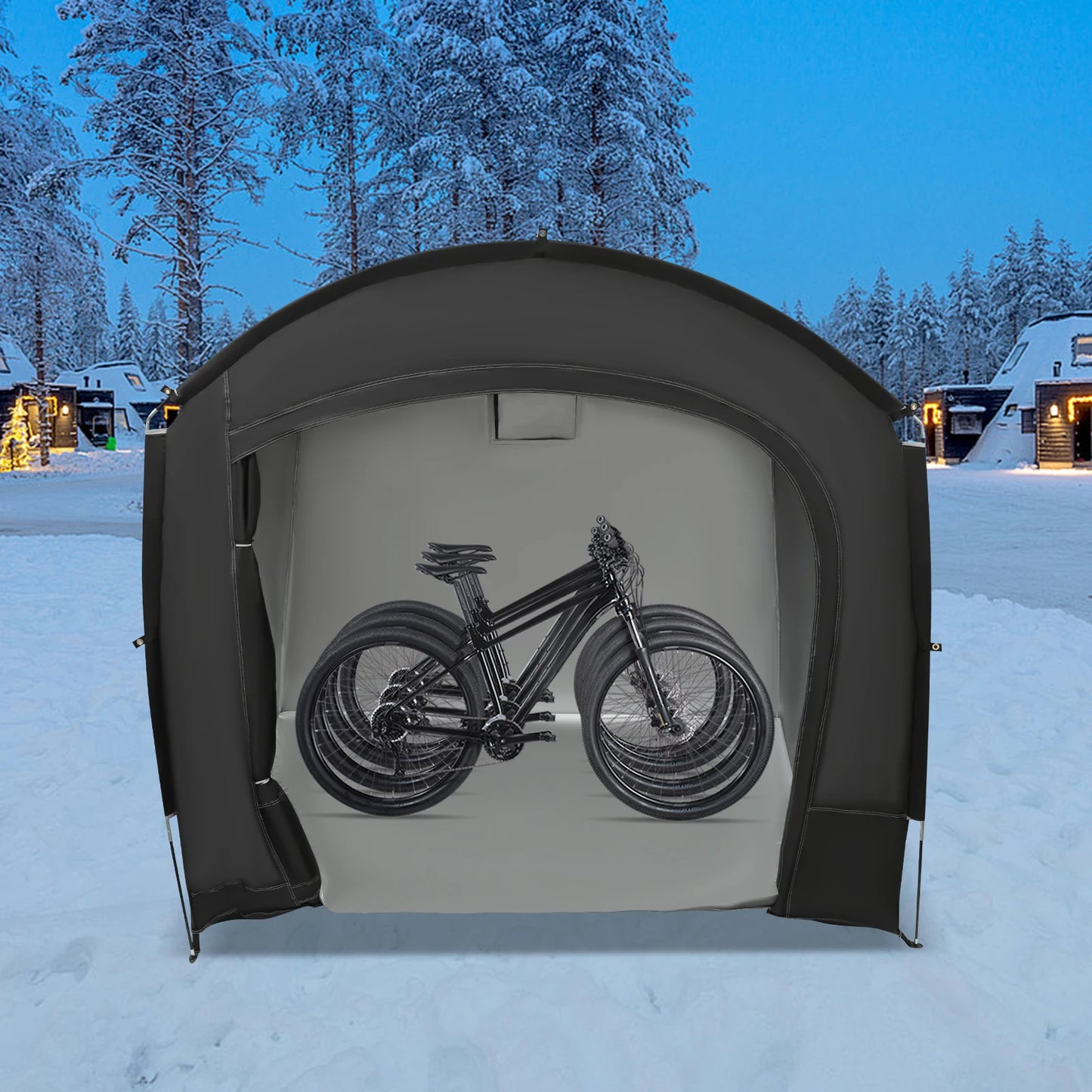 Bike Storage Tent, Outdoor Portable Storage Shed, Bicycle Storage Shelter, Waterproof UV Resistant 210D Oxford Fabric, Large Capacity for 3-4 Bikes, Easy Setup, Tear Resistant, Ventilated Window, Double Zipper, Carry Bag, Sec