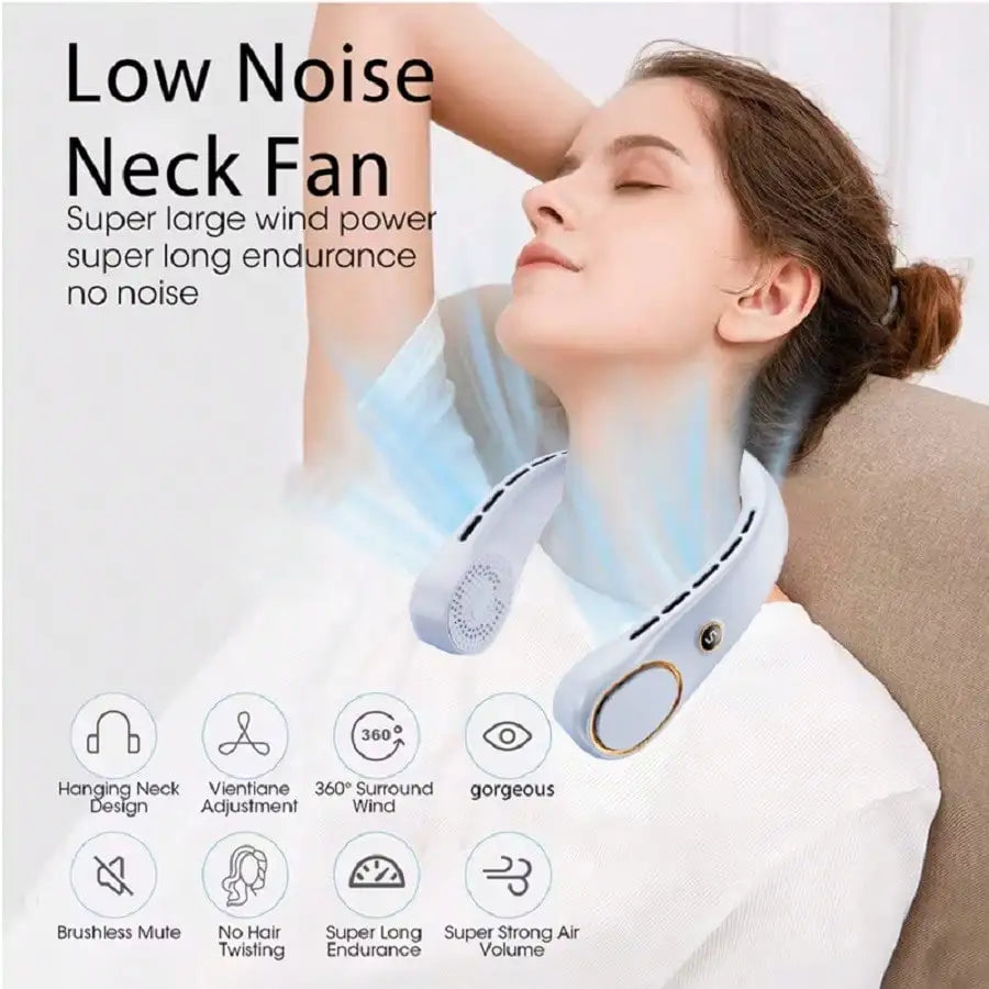 Personal Wearable Neck Fan, Portable Bladeless Air Cooler, 5-Speed Adjustable Fan, 3000mAh Long-Lasting Rechargeable Battery