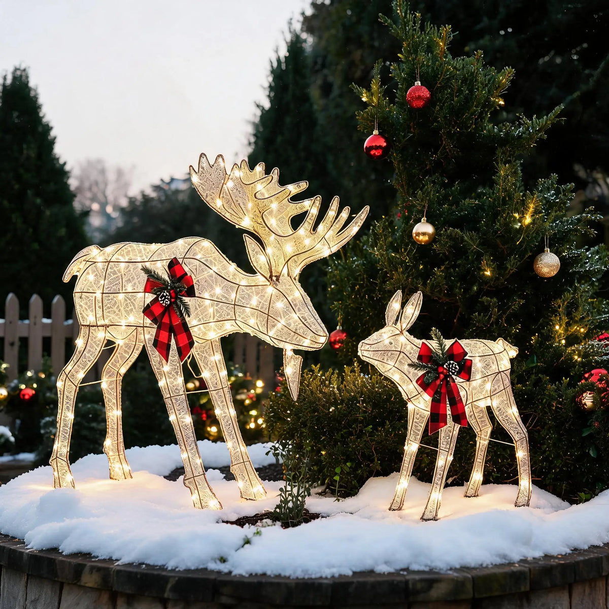 2 Piece Reindeer Family Outdoor Yard Decoration With LED Lights