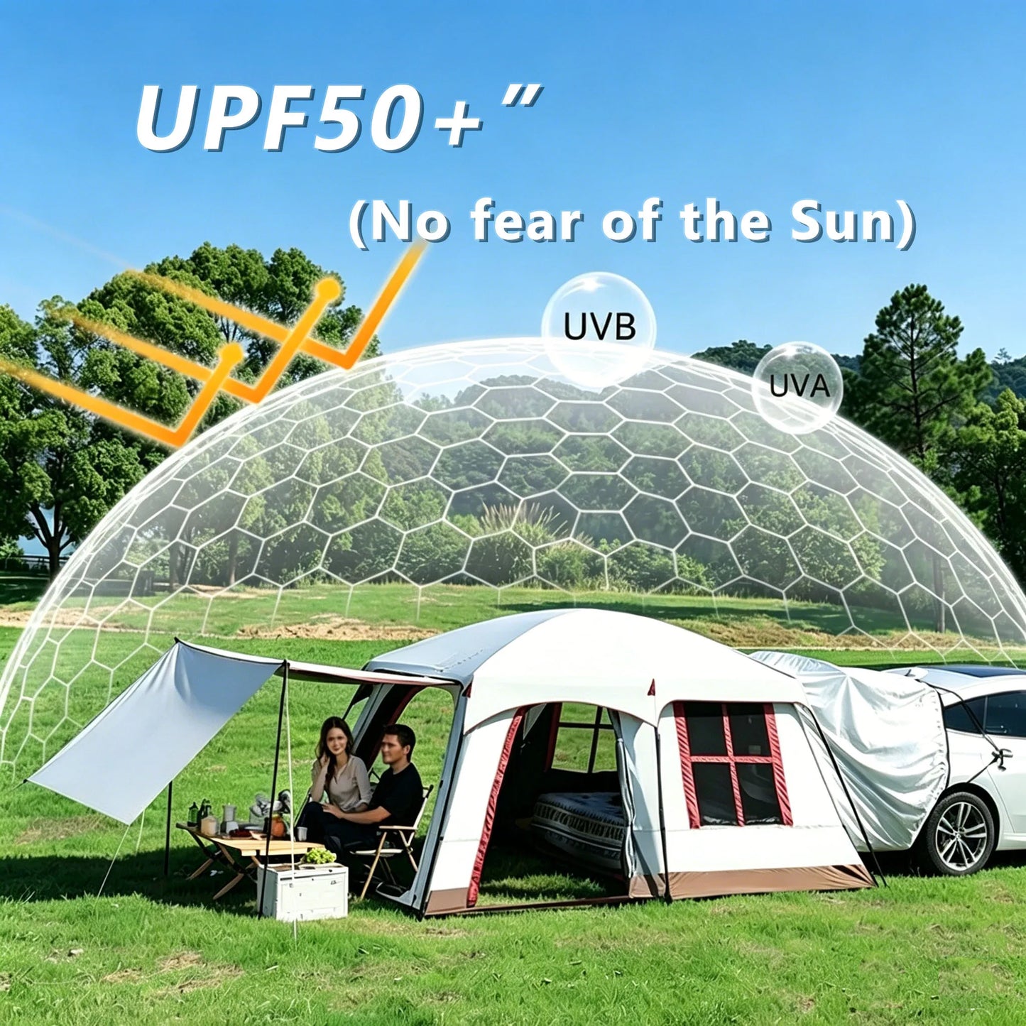 Multifunctional SUV Rear Tent With Front Sunshade And Ventilation Mesh