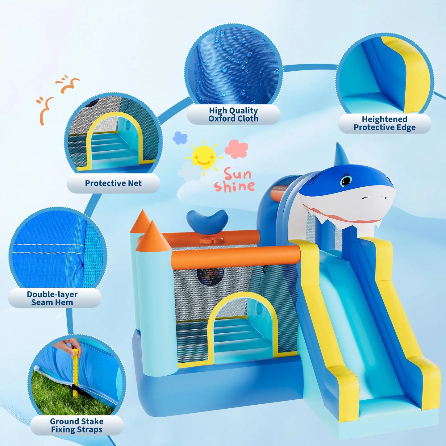 HiMISS Inflatable Bounce House With Slide And Blower