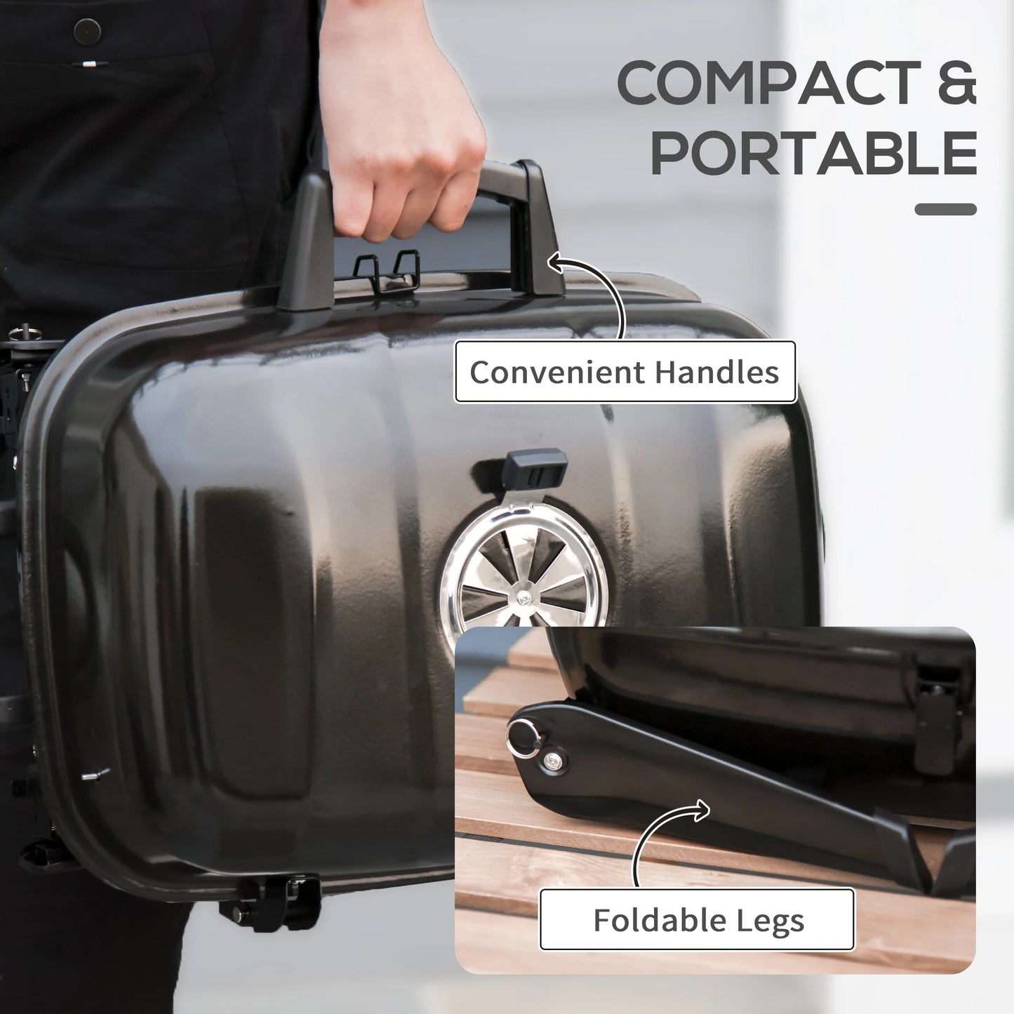 Outsunny Portable Tabletop Charcoal Grill For Camping Barbecue