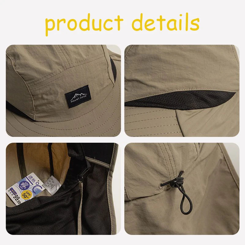 Outdoor Sun Protection Hats for Men and Women, Summer Neck Protection Against Ultraviolet Rays, Fisherman Hats, Camping and Moun