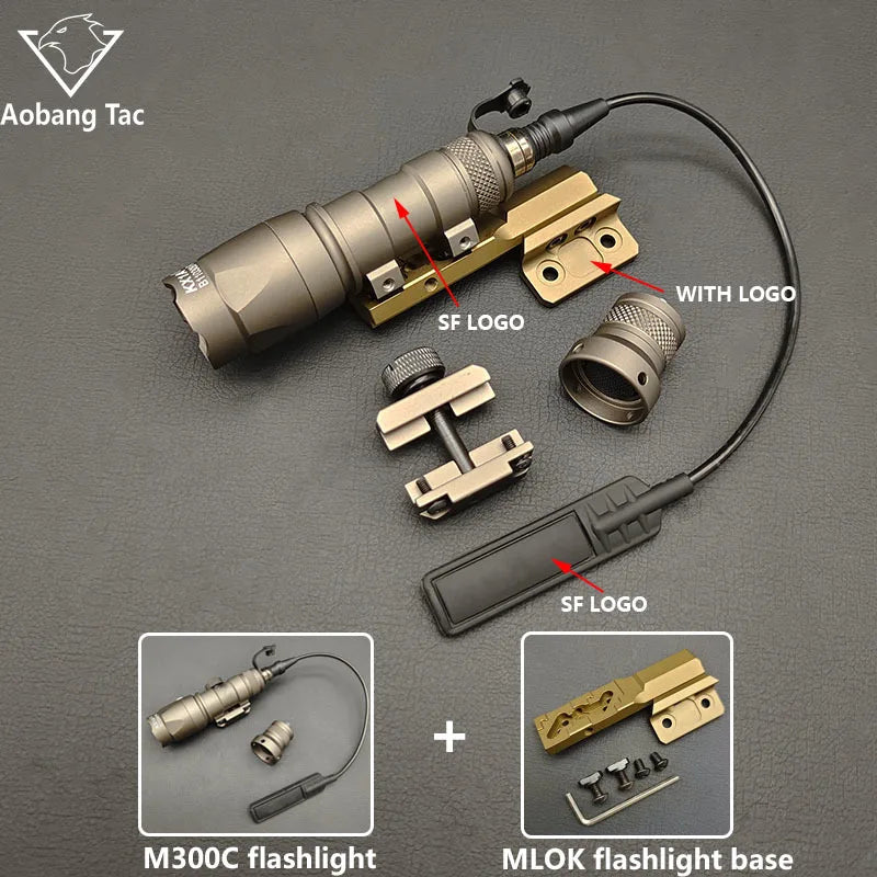 Tactical M300 M60 LED Flashlight for Airsoft with MLOK Mount