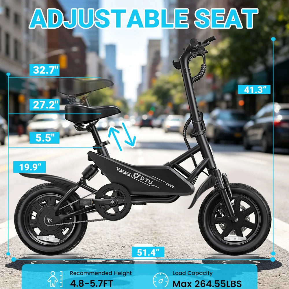 DYU X1 14” Folding Electric Bike Mini E-Bike 500W Peak 20MPH 280Wh Battery Compact City Commuter Electric Bicycle Style UL2849