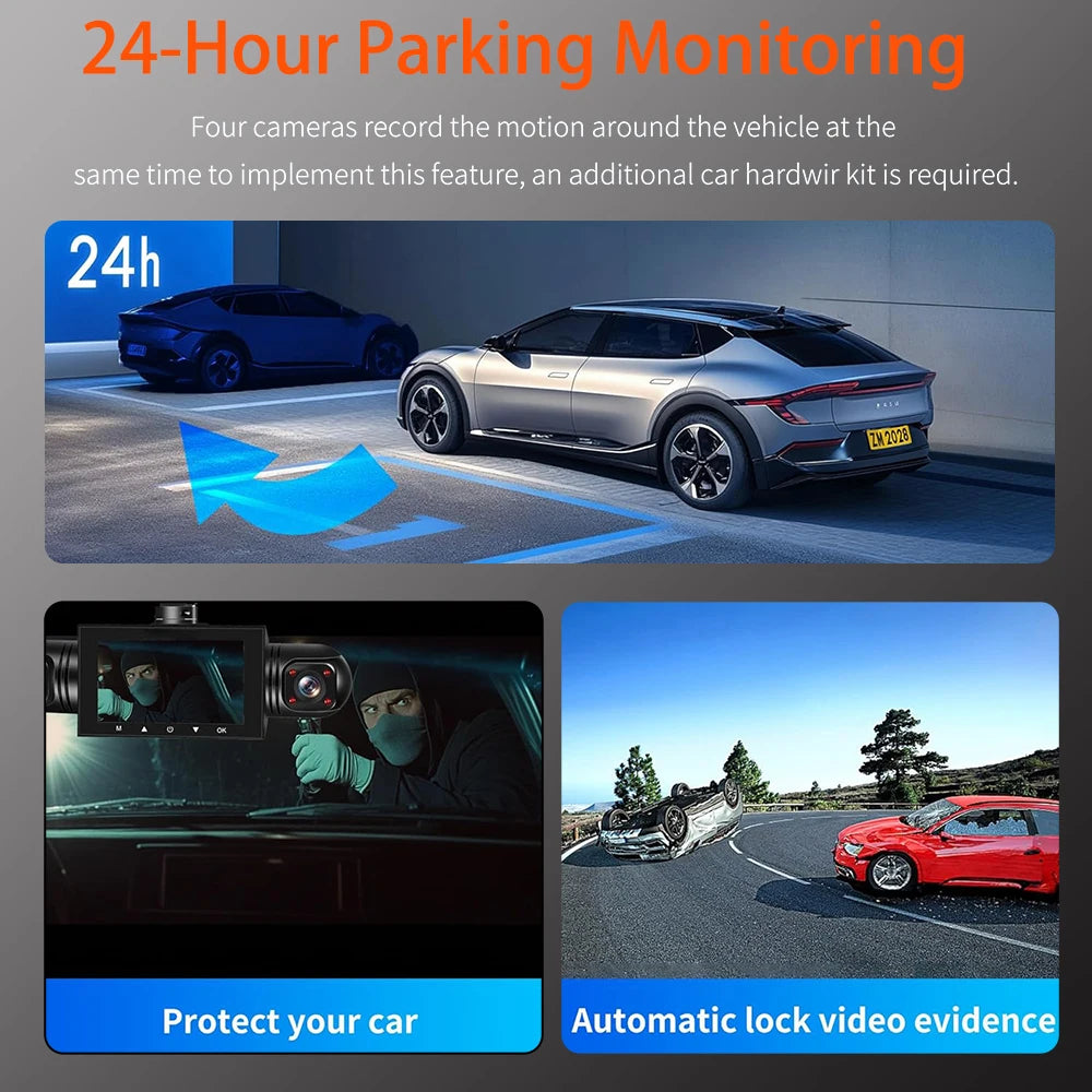 4 Channel Dashcam With Night Vision And Loop Recording