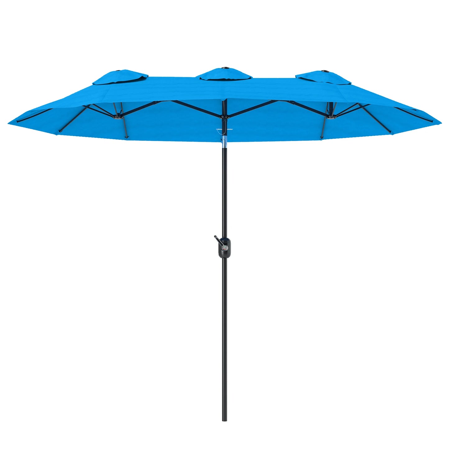 9.5' Double-Sided Patio Umbrella with 3 Air Vents, Tilt and Crank, Outdoor Umbrella, Cyan Blue