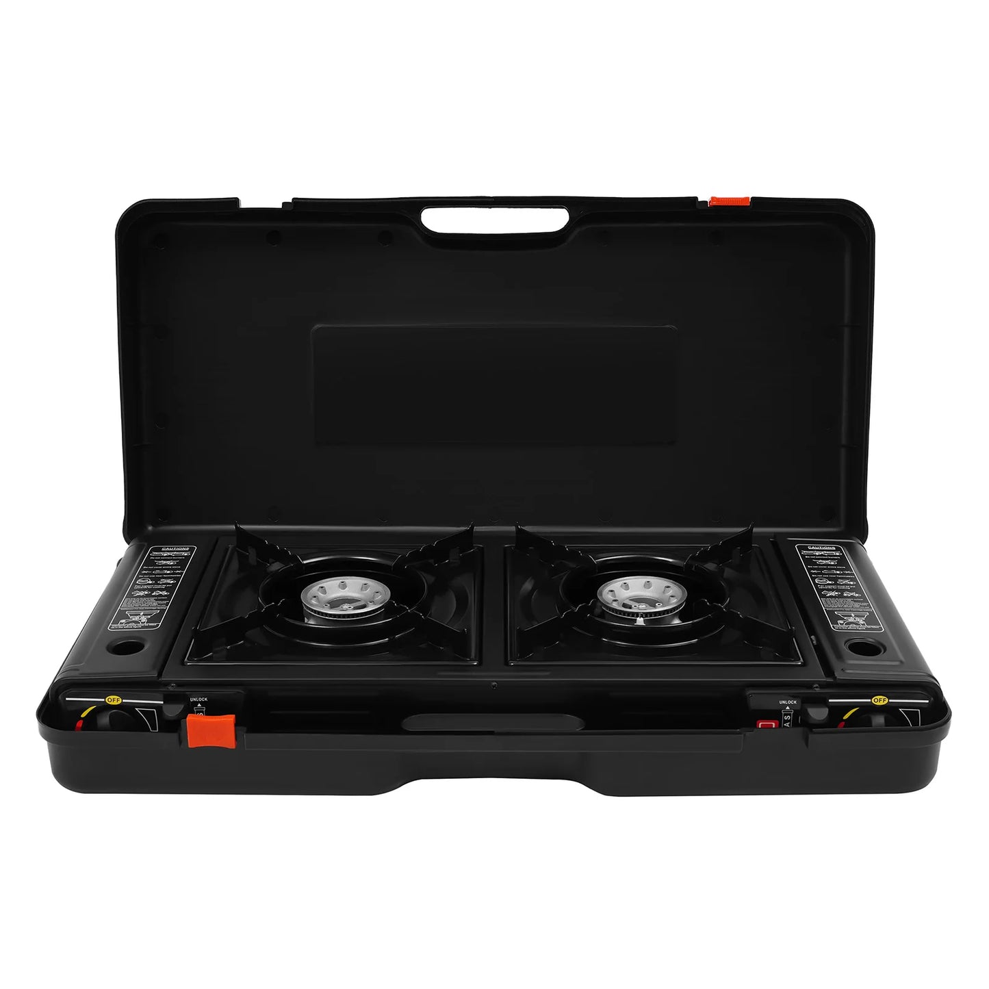 2500W Camping Stove with Storage Case, 63cm Table Top Gas Stove, Portable 2 Burner Outdoor Cooking System for Picnic BBQ Camping Trip Backyard Family