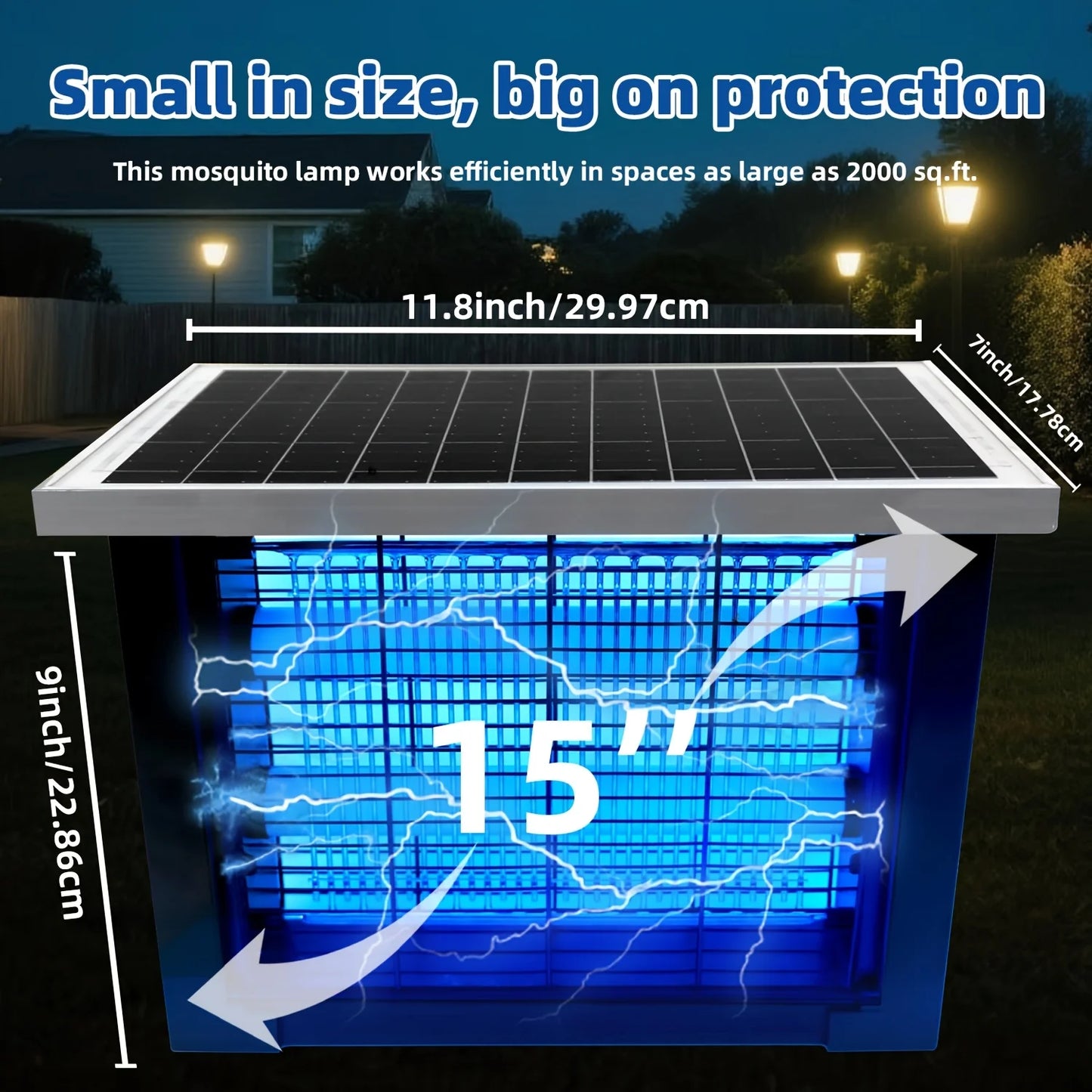Solar Powered Bug Zapper Outdoor Mosquito Killer Rechargeable