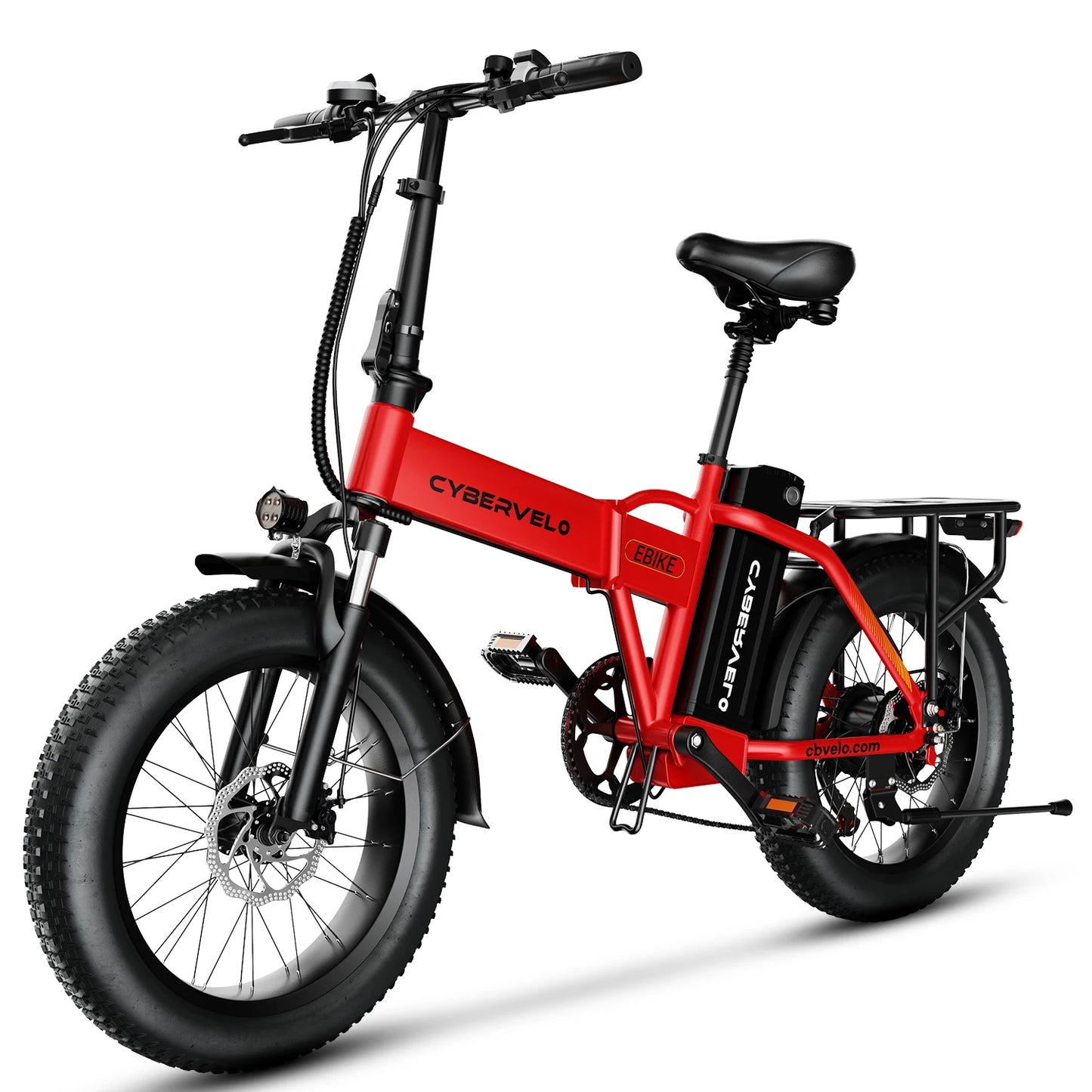 Cybervelo 1000W Peak High-speed Brushless Folding 20 Inch Fat Tire Electric Bike for Adults 48V 20.8Ah/50Ah Removable Battery 80 Miles Range Commuter E-Bicycle EK4