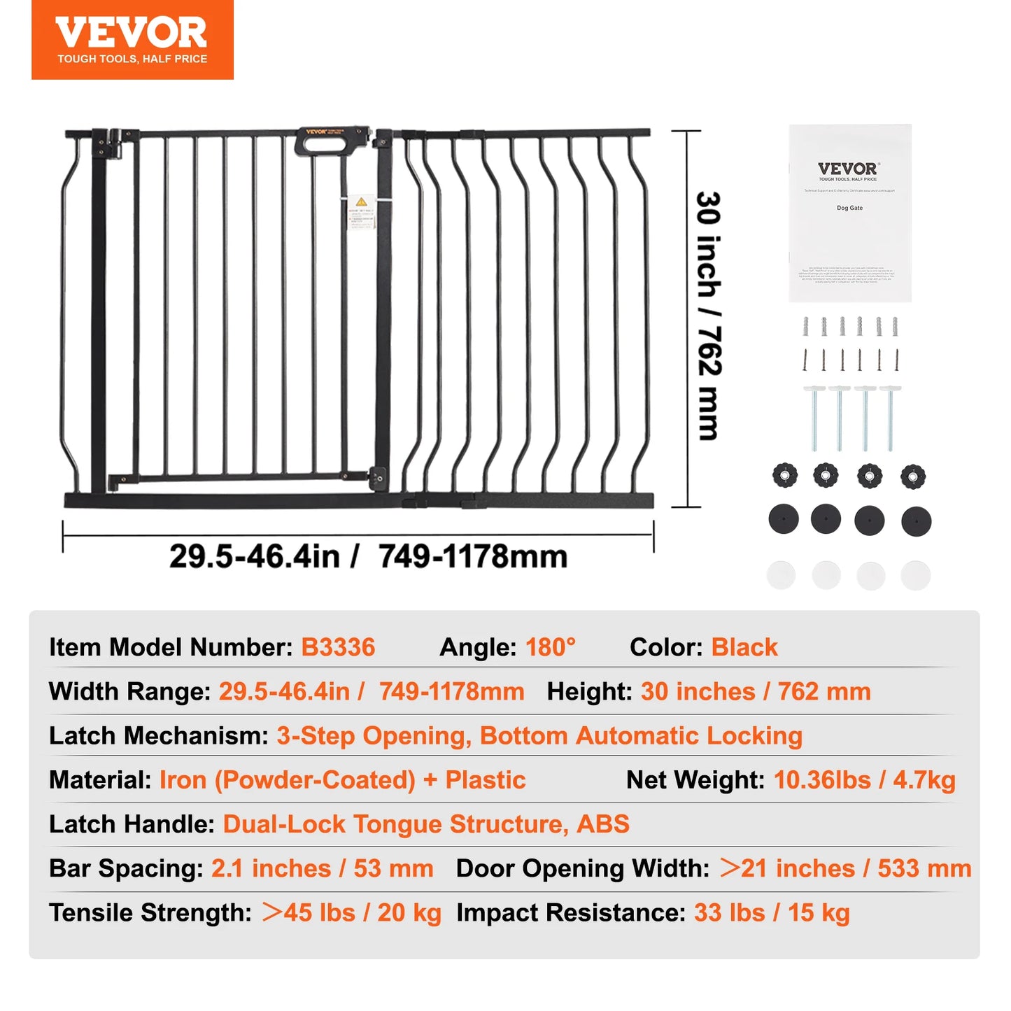 SucceBuy Pressure Mount Walk Through Baby Security Gate