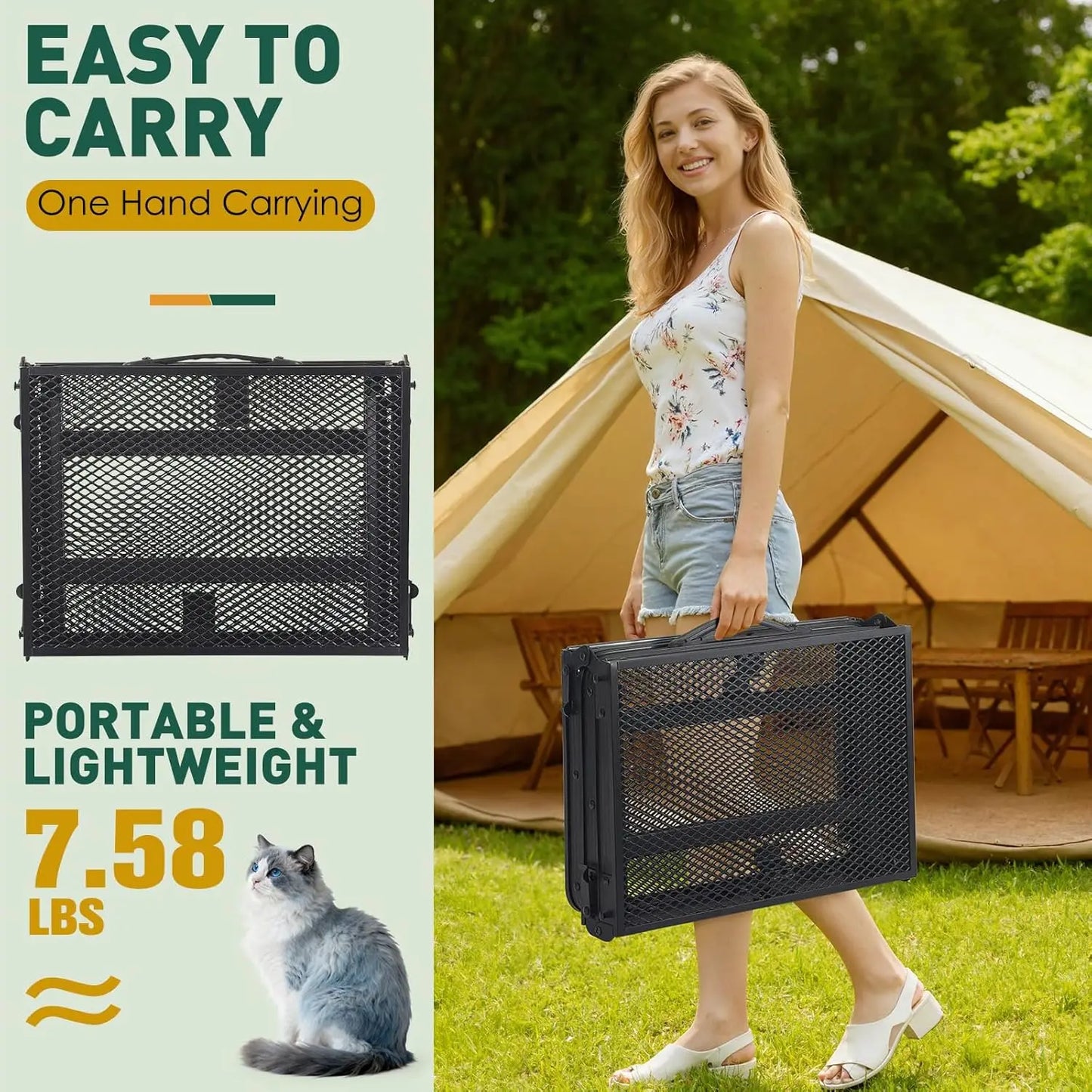 Folding Camping Table, 3ft Camping Table Folding Table with 3 Adjustable Height Max 27.5 Inch Picnic Table Portable Table for Ou