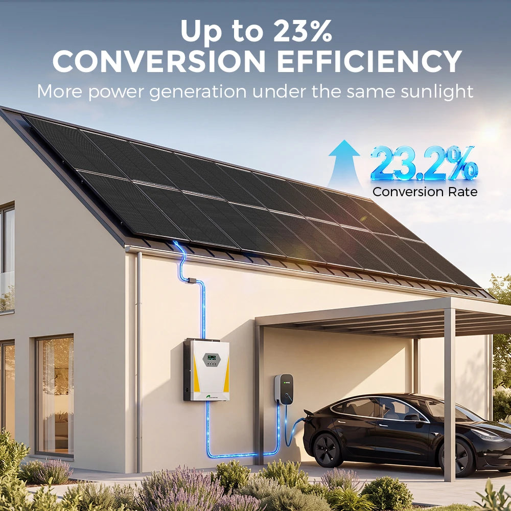 Rvpozwer 100W Monocrystalline Solar Panel High Efficiency IP68