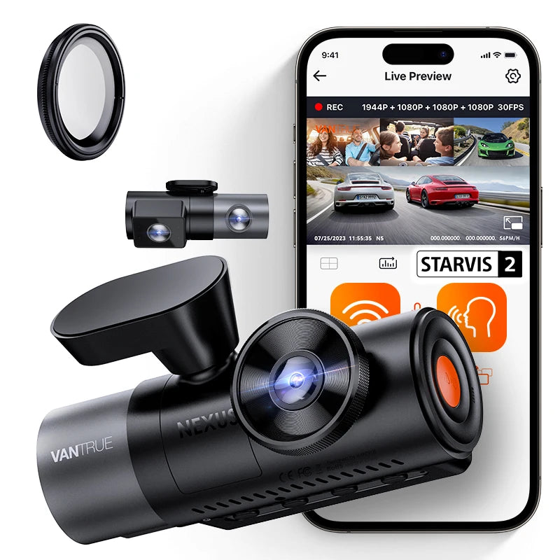 Vantrue N5 4-Channel Dash Cam With WiFi GPS 360-Degree