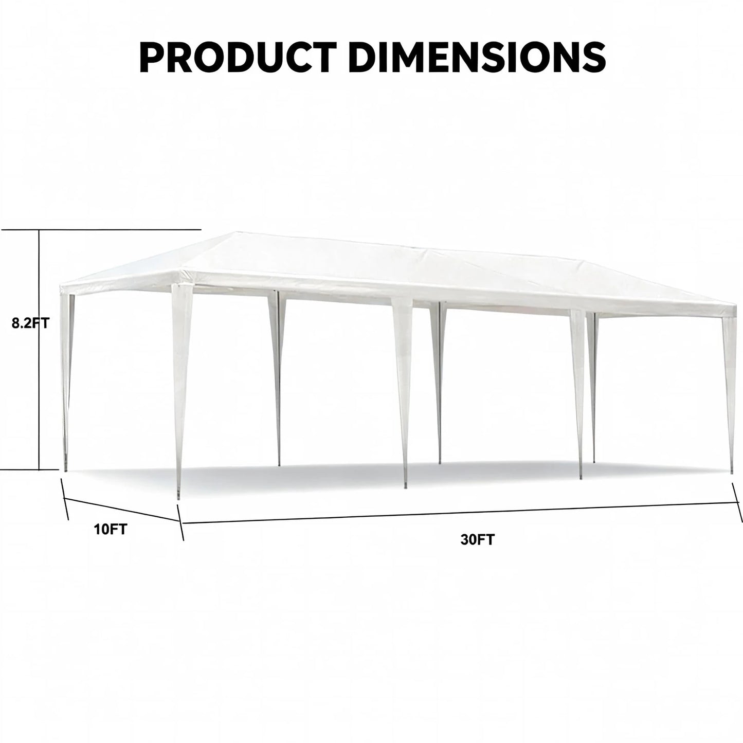 10x20/10x30 Party Tent Outdoor Wedding Canopy, Heavy Duty PE Top Gazebo Shelter For BBQ Backyard Patio Events, No Sidewalls