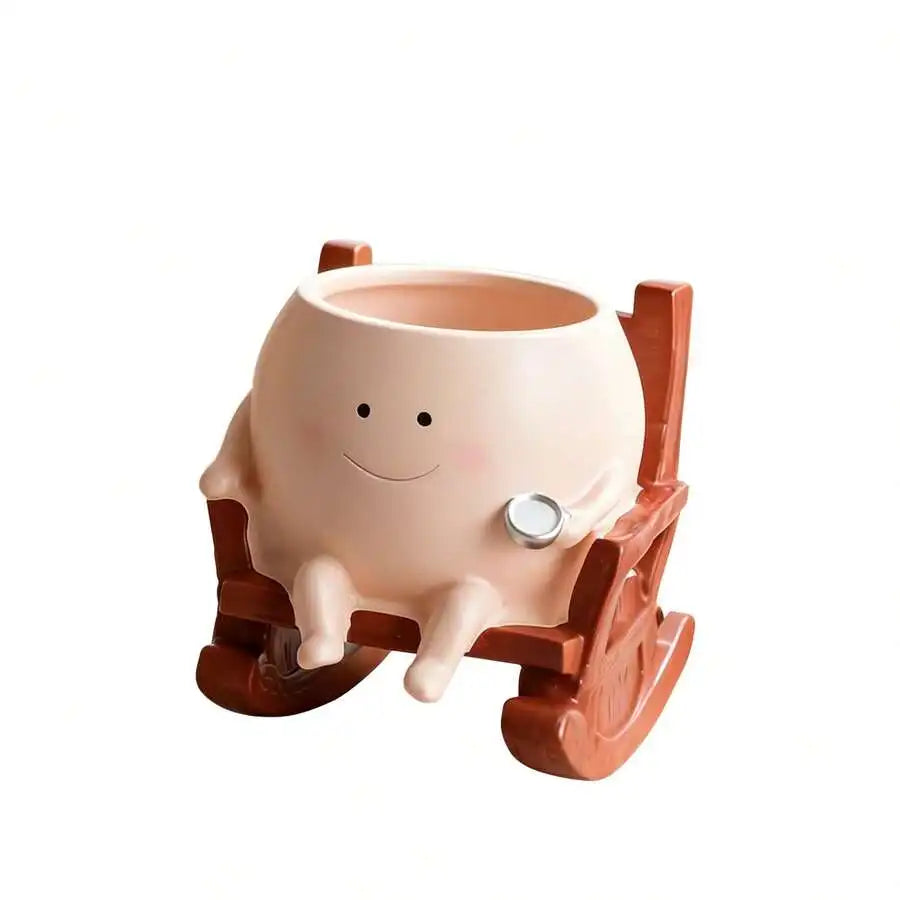 Smiling Face Planter With Drainage Hole Guitar Design For Succulents