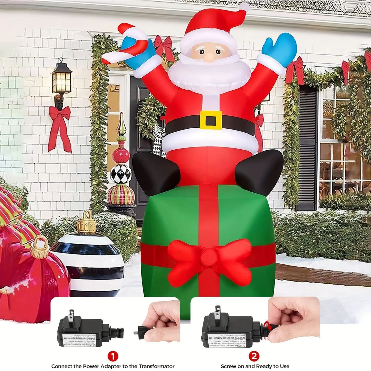 Christmas Inflatable Santa Claus Outdoor Yard Decoration LED Lights
