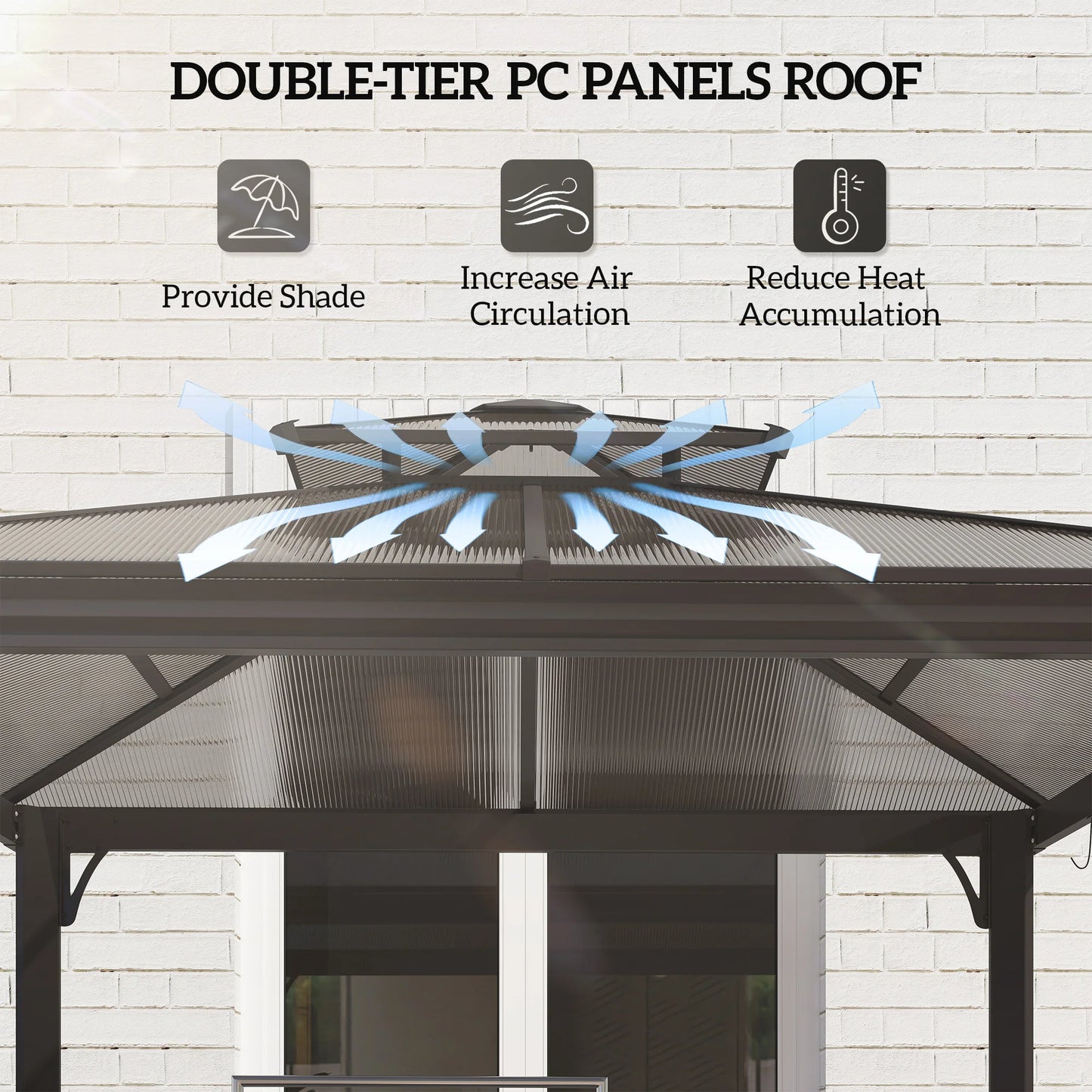 8.3ft Outdoor Double-tier BBQ Grill Canopy Gazebo w/ 2 Shelf, 6 Hooker