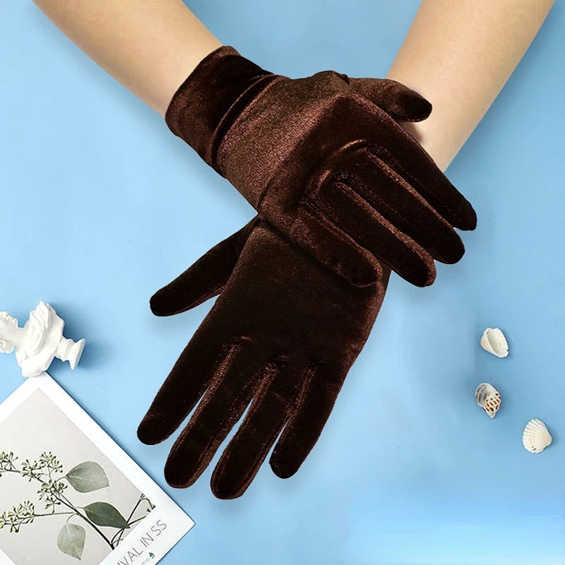 Autumn Winter Warm Velvet Gloves Solid Color Driving Goves Fashion Etiquette Mittens Quality Elastic Outdoor Velvet Gloves