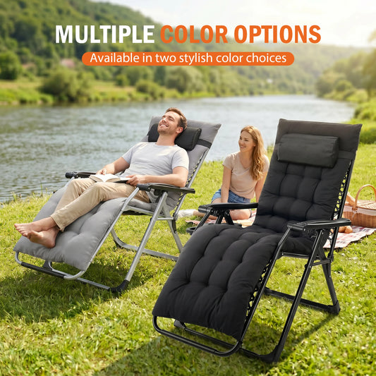 JHK Zero Gravity Reclining Outdoor Lounge Chair With Tray