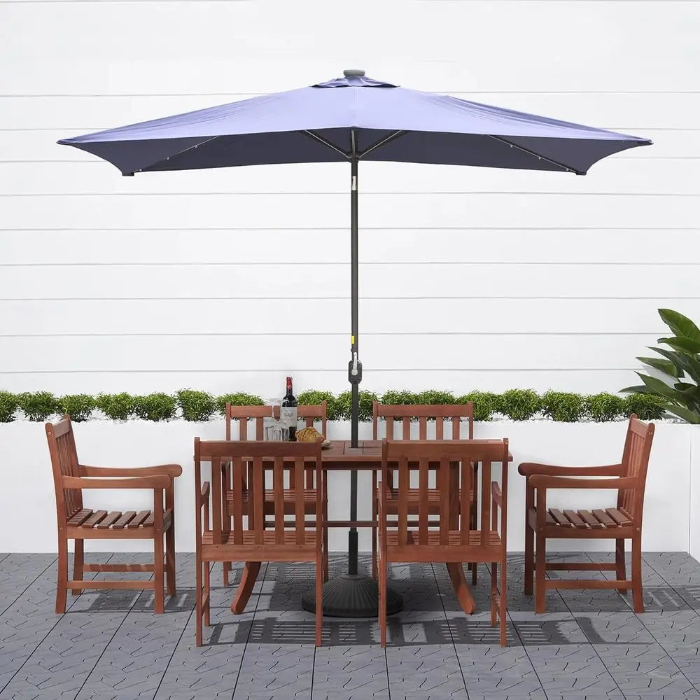 10'x6'5 LED Lighted Outdoor Patio Umbrella with Push Button Tilt and Crank, Ideal for Market, Backyard, Garden, Deck, and Pool