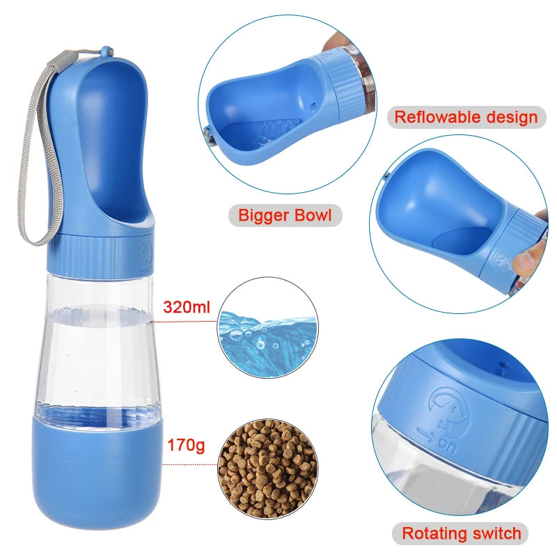 Portable Pet Water Bottle And Food Container Travel Dispenser