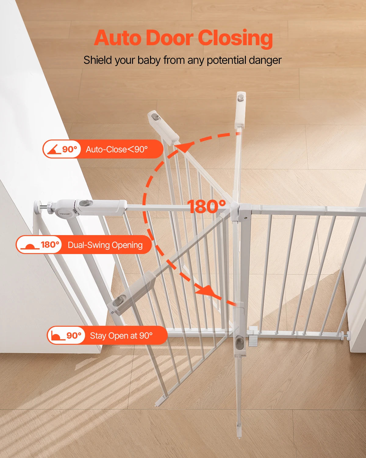 SucceBuy Pressure Mount Walk Through Baby Security Gate