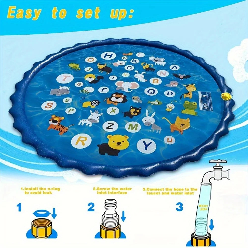 Alphabet Animal Splash Pad With Spray Toys For Backyard Fun