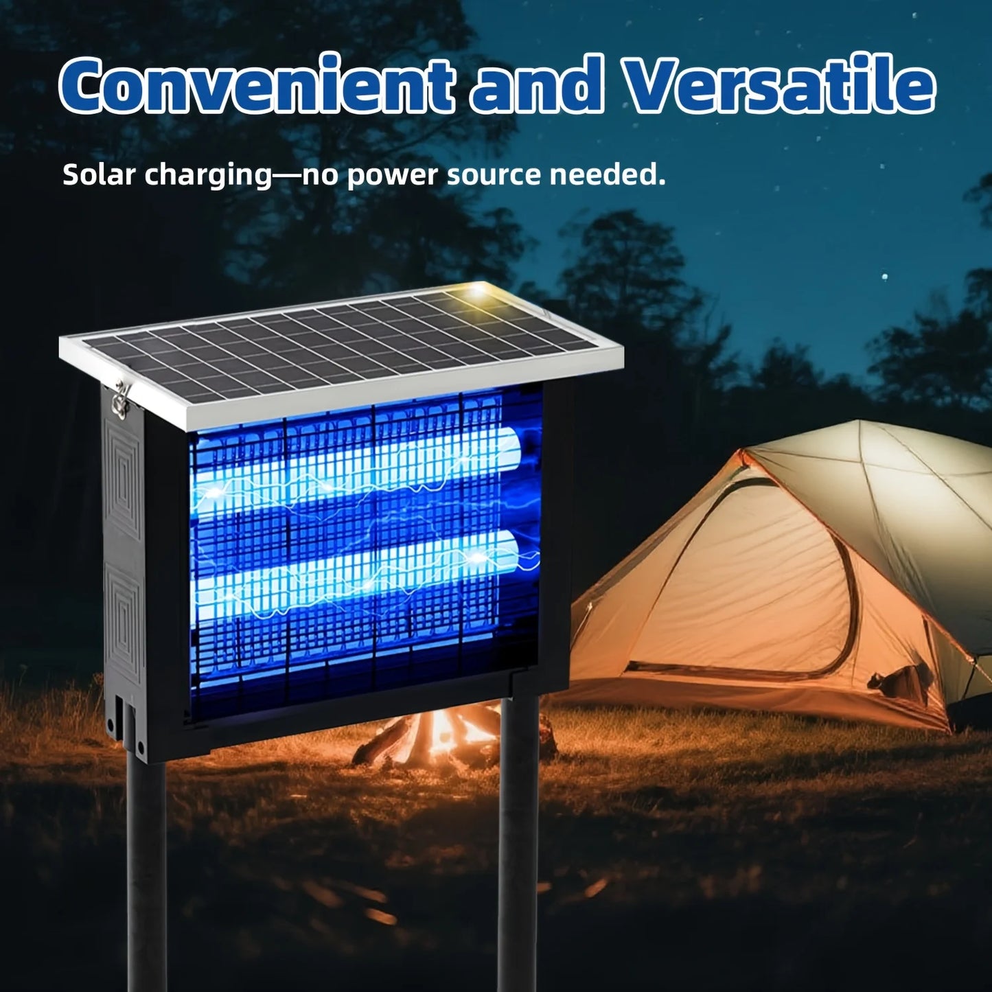 Solar Powered Bug Zapper Outdoor Mosquito Killer Rechargeable