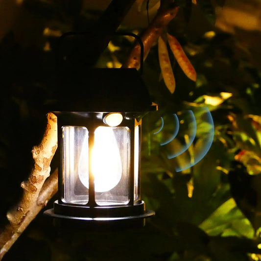 Solar Motion Sensor Hanging Lanterns Waterproof Rechargeable Outdoor Camping Lights for Garden Patio Vintage Yard Decor Gifts