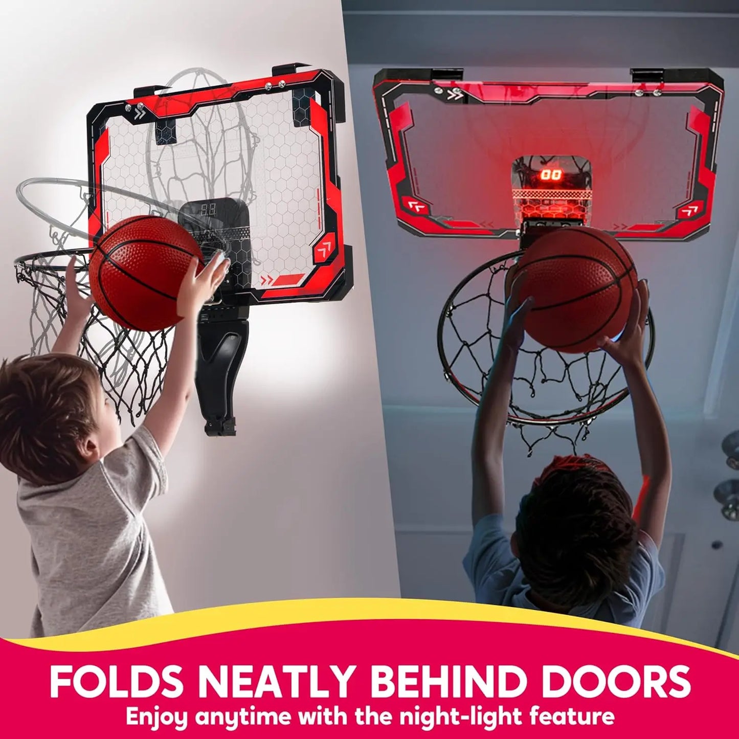 Joyfy Mini Indoor Basketball Hoop With Light Up Scoreboard