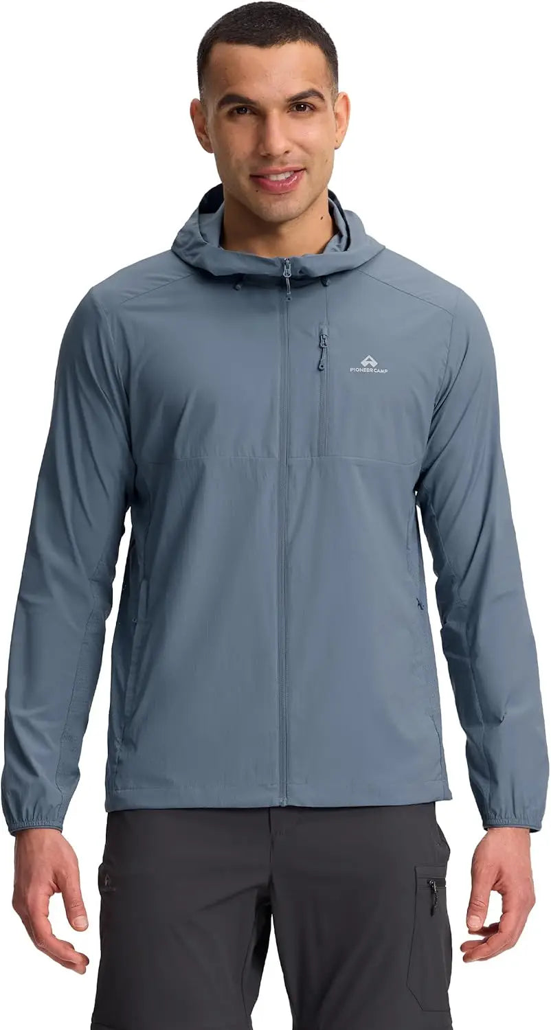 Pioneer Camp Men's UPF 100+ Sun Protection Hoodie Jacket Full Zip Long Sleeve Sun Shirts Lightweight Hiking Fishing Outdoor