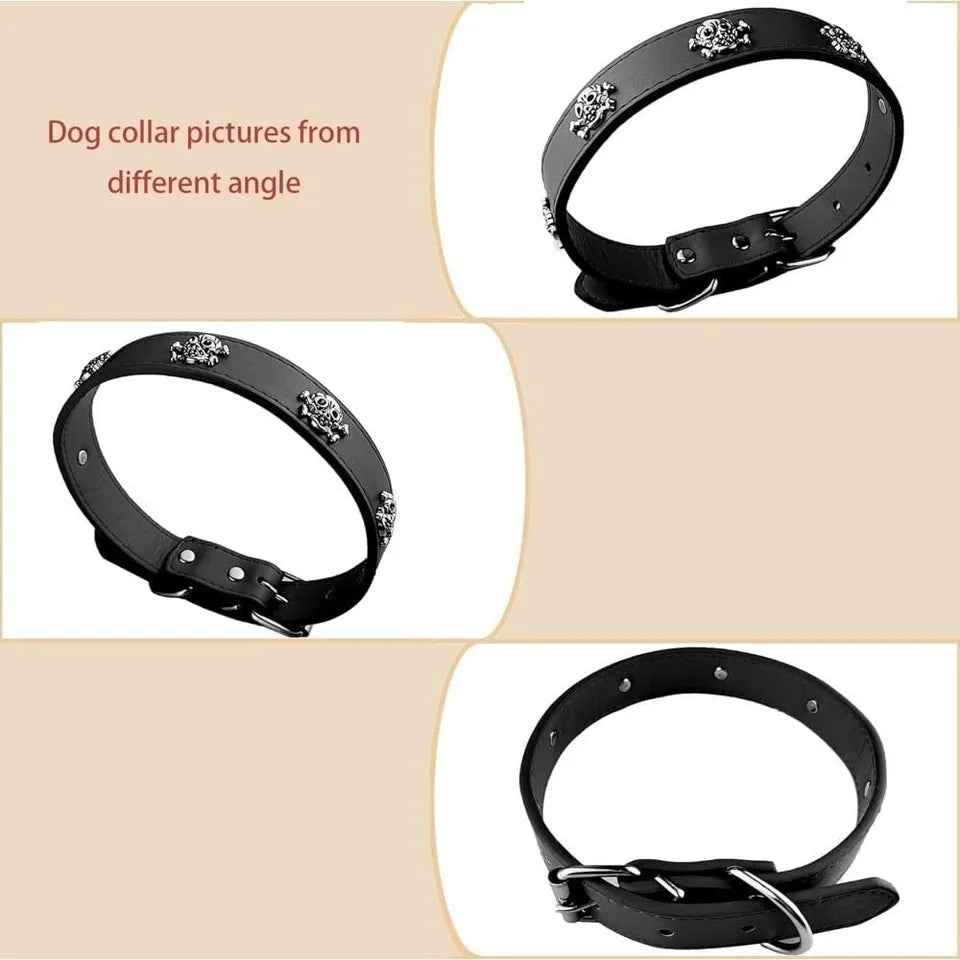 Personalized Dog With Nameplate Customizable Name Anti-Lost Pirate Skull Metal Decorative Pet Collar